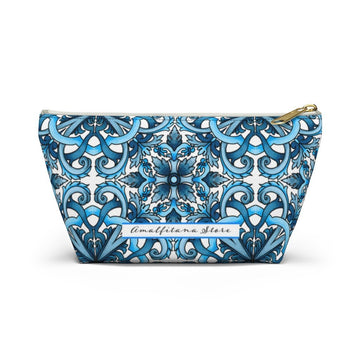 "Blue Positano" Amalfi Coast Ceramic Tiles Accessory Pouch w T-bottom - AMALFITANA STORE